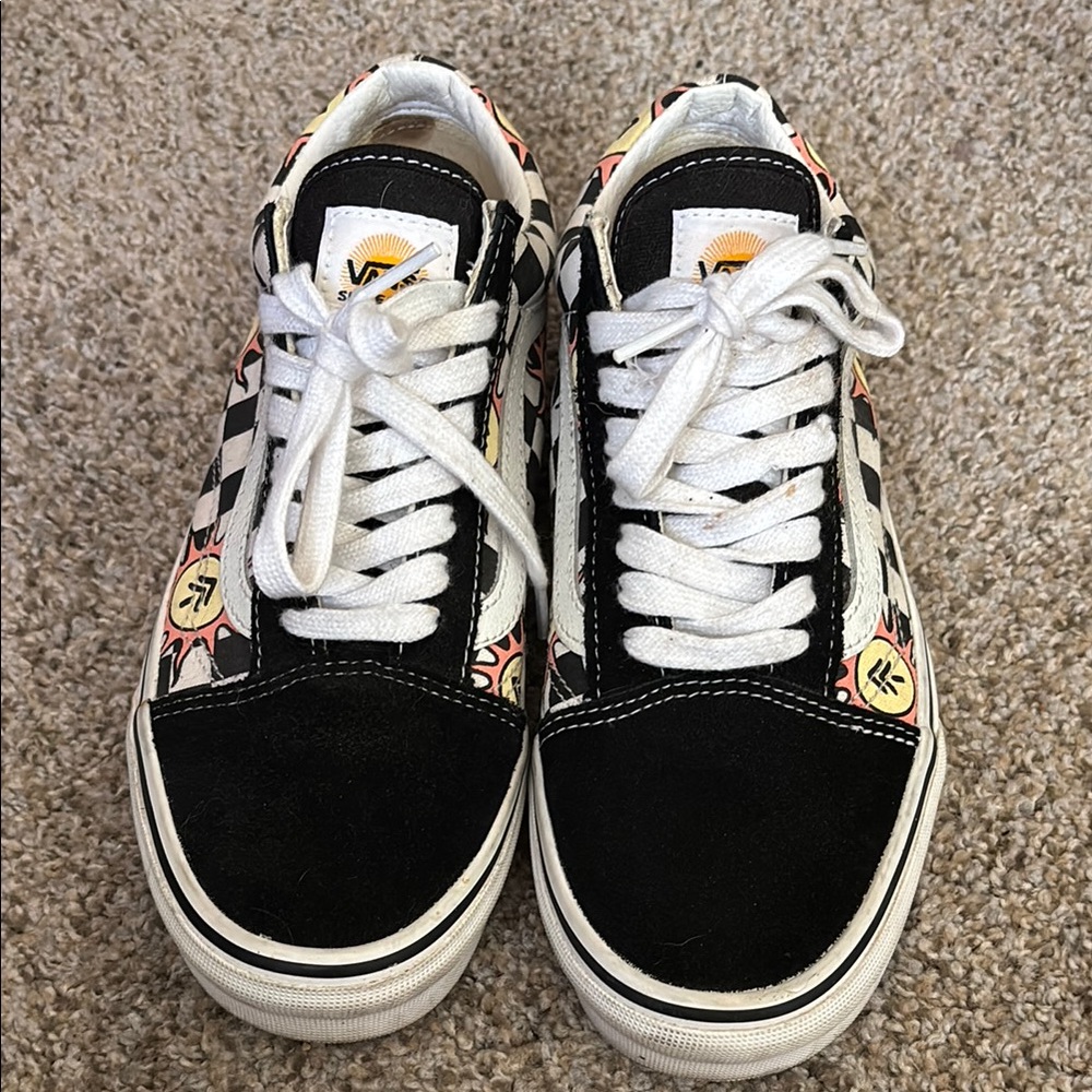 Vans Black and White Graphic Sneakers